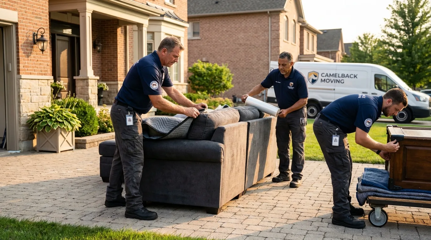 Large estate moving crew wrapping furniture in Fairbury, IL