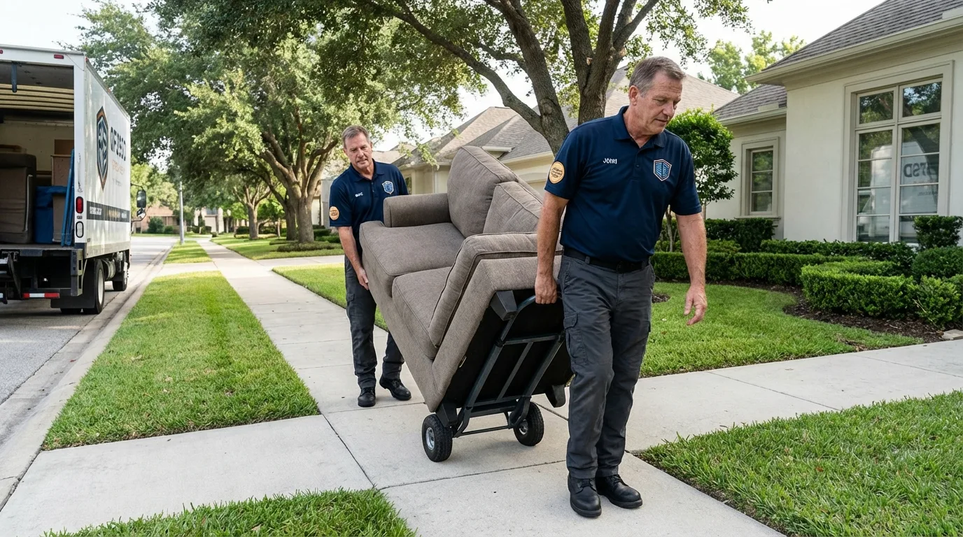 Local residential moving crew loading furniture in Fairbury, IL